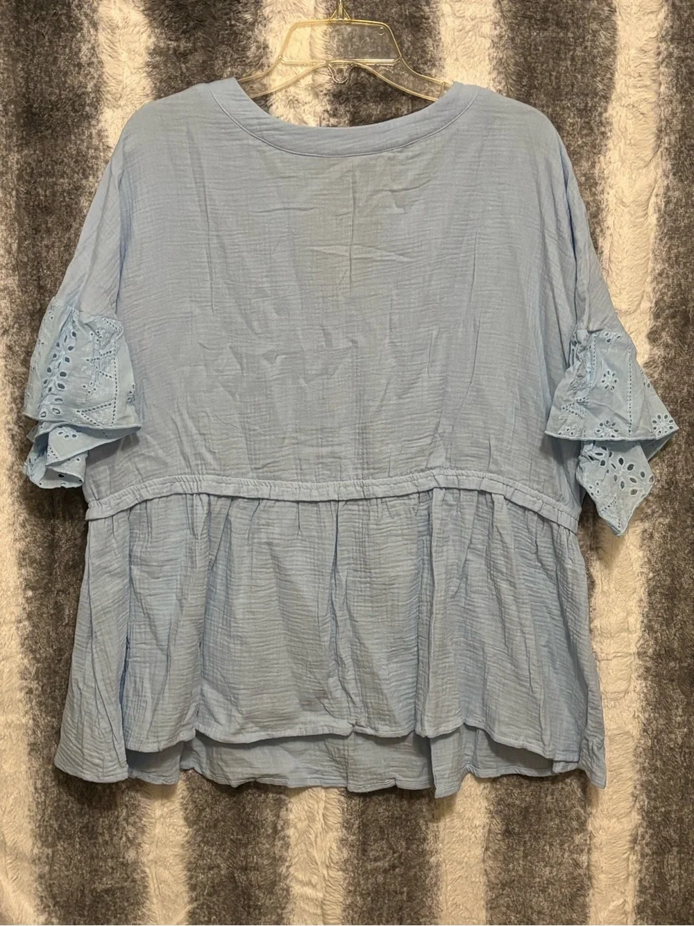 BloomChic Blue Ruffle-Sleeve Peplum Babydoll Top size 2X (18-20)